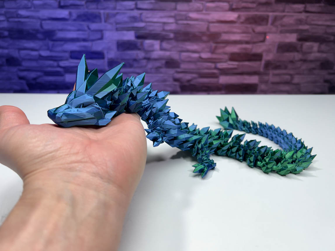 3D Printed Crystal Dragon Flexible Articulated Fidget Toy