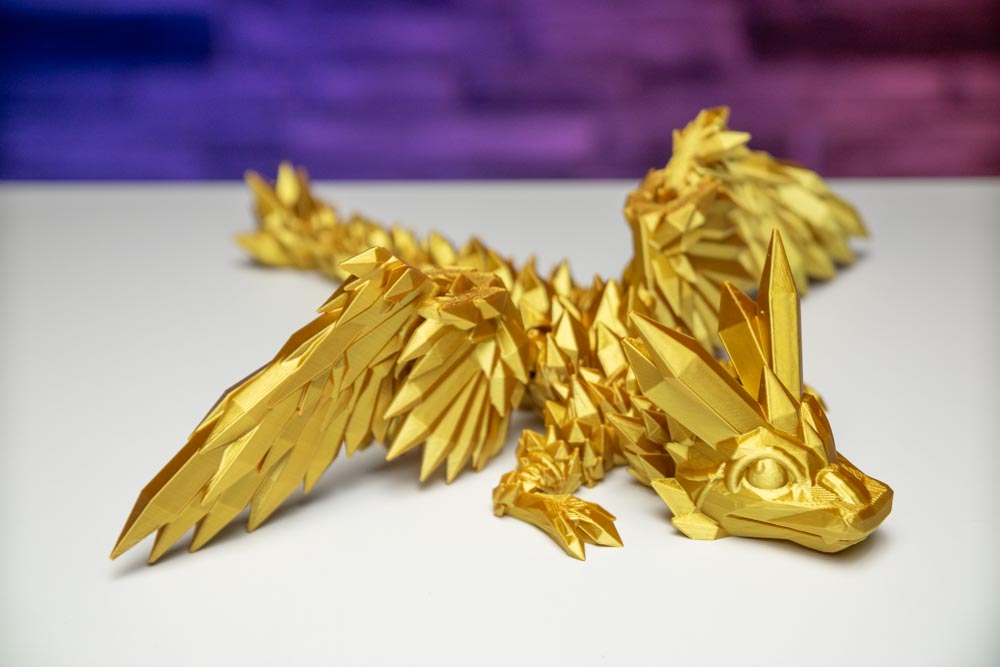 3D Printed Articulated Flexi Winged Flying Crystal Dragon Fidget